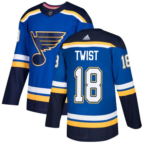 Adidas Blues #18 Tony Twist Blue Home Authentic Stitched NHL Jersey